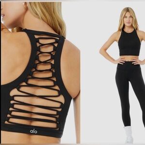 Alo Black Strappy Back Sports Bra/tank